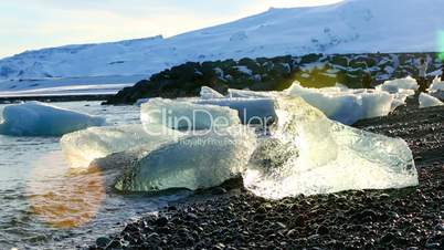 Melting ice floes at the glacier lagoon Jokulsarlon, Iceland