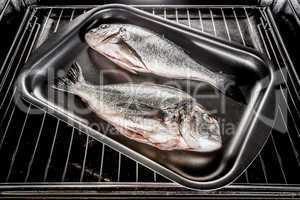 Dorado fish in the oven.