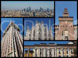 Milan landmarks collage