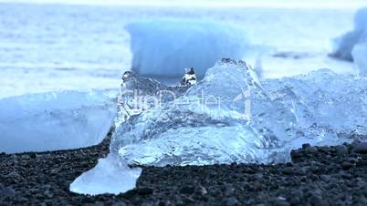 Ice floes melting at a glacier lagoon in Iceland