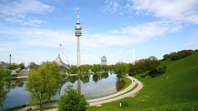 Olympic park with TV tower in Munich, Germany