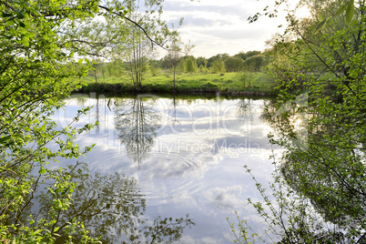 Spring sunset on the river