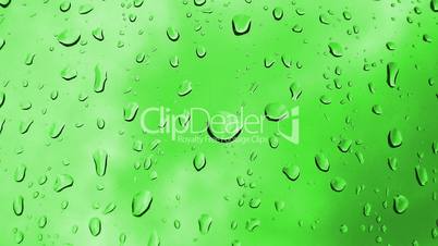Waterdrops on green background