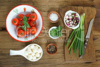 Ingredients for a tomato salad