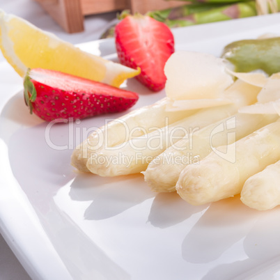 White asparagus with green sauce