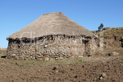 Wohnhäuser im Hochland von Amhara, Äthiopien, Afrika