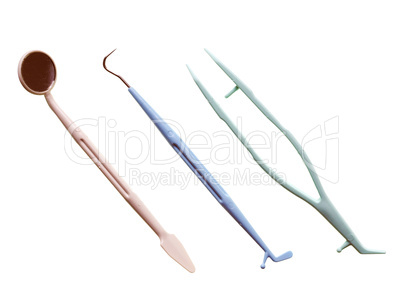 Retro look Dentist tools isolated