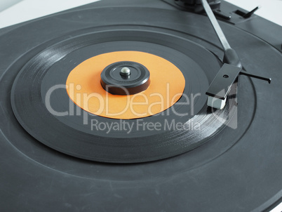 Vinyl record on turntable