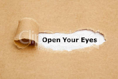Open Your Eyes Torn Paper