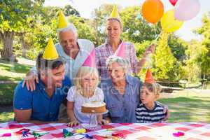 Happy family celebrating a birthday