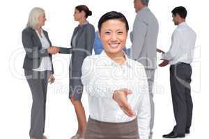 businesswoman offering handshake