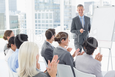 Businessman doing speech during meeting