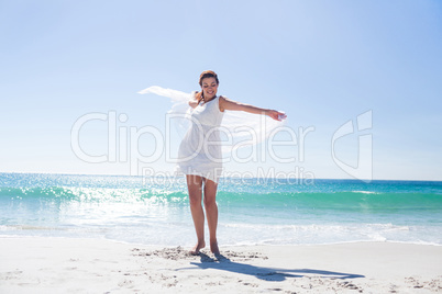 Peaceful brunette enjoying the air