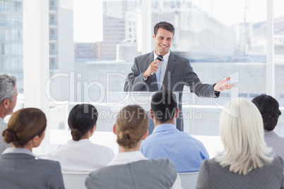 Businessman doing speech during meeting