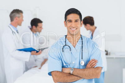 Doctor explaining report to female patient