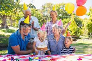 Happy family celebrating a birthday