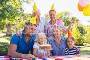 Happy family celebrating a birthday