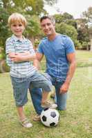 Happy father with his son at the park