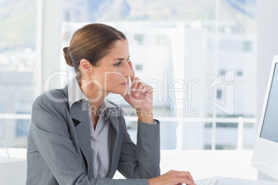 Concentrate businesswoman using computer