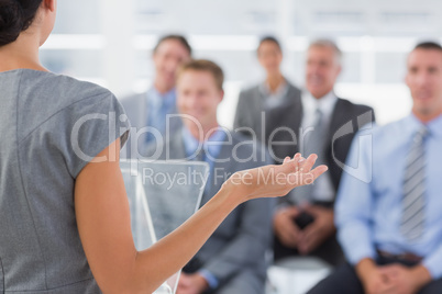 Businesswoman doing conference presentation
