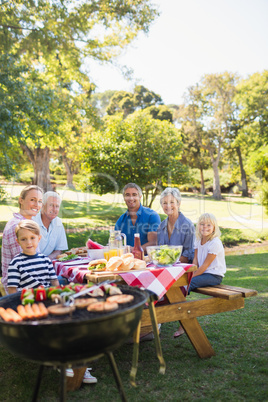 Happy family having picnic in the park