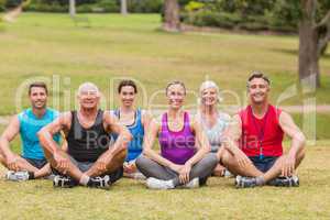 Happy athletic group relaxing