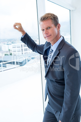 Businessman looking out the window