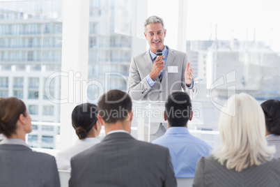 Businessman doing speech during meeting