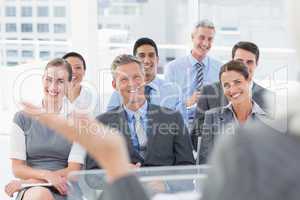 Businesswoman doing speech during meeting