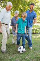 Happy family playing at the ball