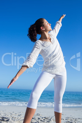 Brunette doing yoga