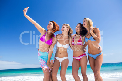 Happy friend doing selfie with smartphone