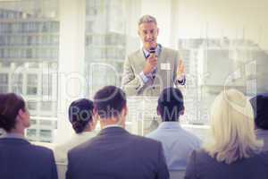 Businessman doing speech during meeting