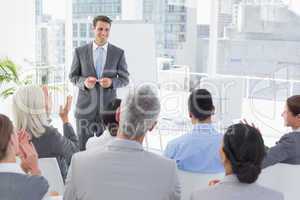 Businessman doing speech during meeting