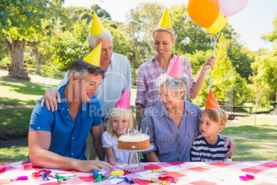 Happy family celebrating a birthday