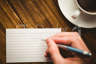 Hand writing on the flashcard