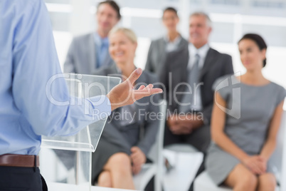 Businessman doing conference presentation