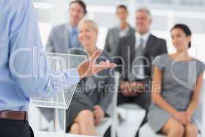 Businessman doing conference presentation