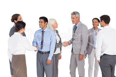 Business people speaking together