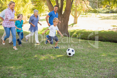 Happy family playing at the ball