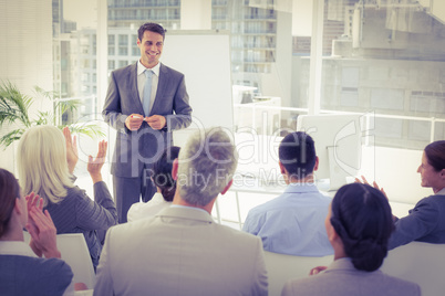 Businessman doing speech during meeting