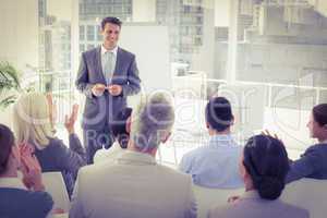 Businessman doing speech during meeting