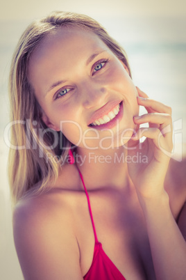 beautiful blonde woman at the beach