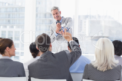 Businessman doing speech during meeting