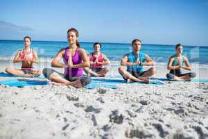 Friends doing yoga together