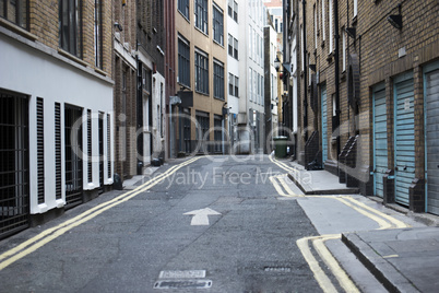 One way narrow urban street