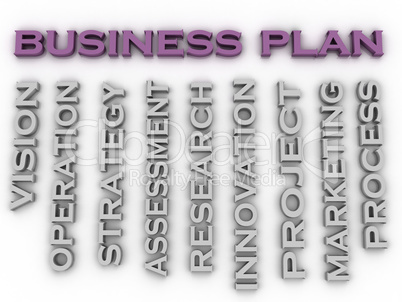 3d image Business plan   issues concept word cloud background