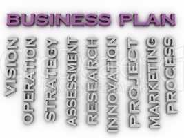 3d image Business plan   issues concept word cloud background