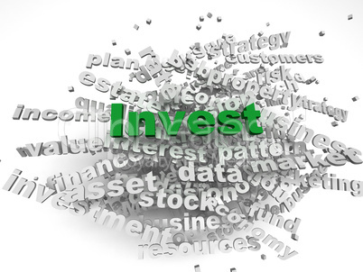 3d image Invest   issues concept word cloud background