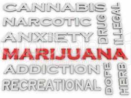3d image Marijuana  issues concept word cloud background